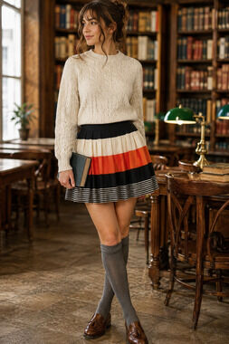 Rachael & Chloe Women's Striped Mini Skirt Size M Colorblock A-Line